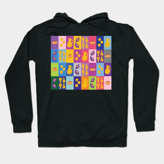 Chanukah Smorgasbord - Pinks Pop Art Grid Hoodie by TillaCrowne